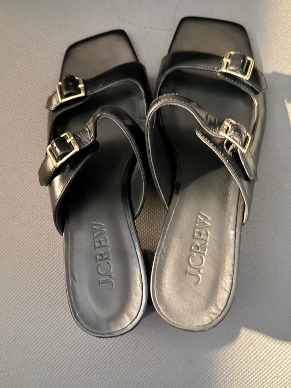 J. Crew Black Double-Buckle Block Heel Sandals - Picture 4 of 7